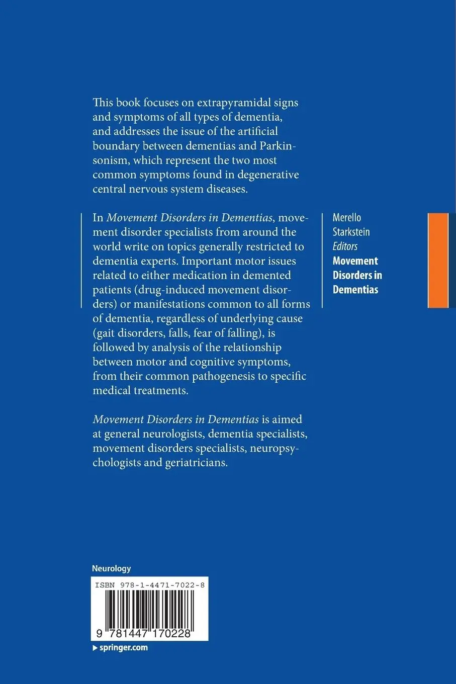 Rückseite: 9781447170228 | Movement Disorders in Dementias | Sergio E. Starkstein (u. a.) | Buch