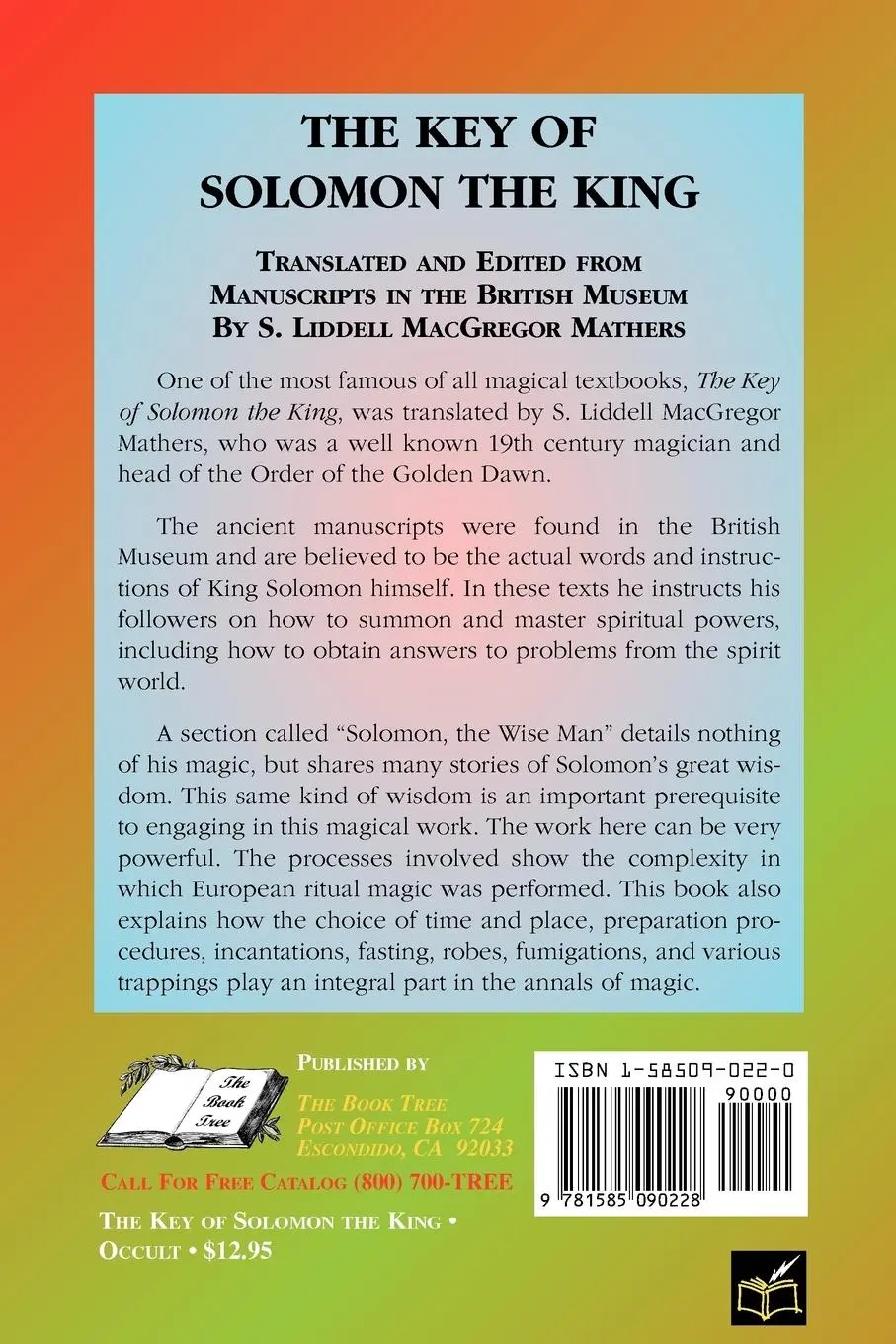 Rückseite: 9781585090228 | The Key of Solomon the King | S. Liddell Macgregor Mathers | Buch