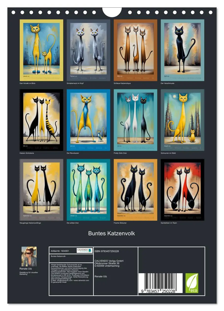 Bild: 9783457250228 | Buntes Katzenvolk (Wandkalender 2026 DIN A4 hoch), CALVENDO...