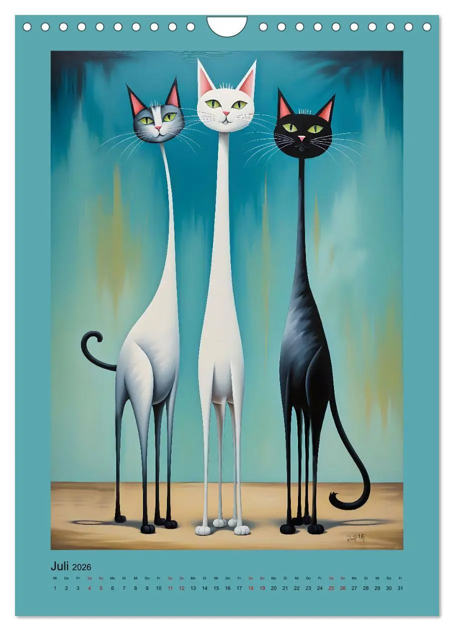 Bild: 9783457250228 | Buntes Katzenvolk (Wandkalender 2026 DIN A4 hoch), CALVENDO...