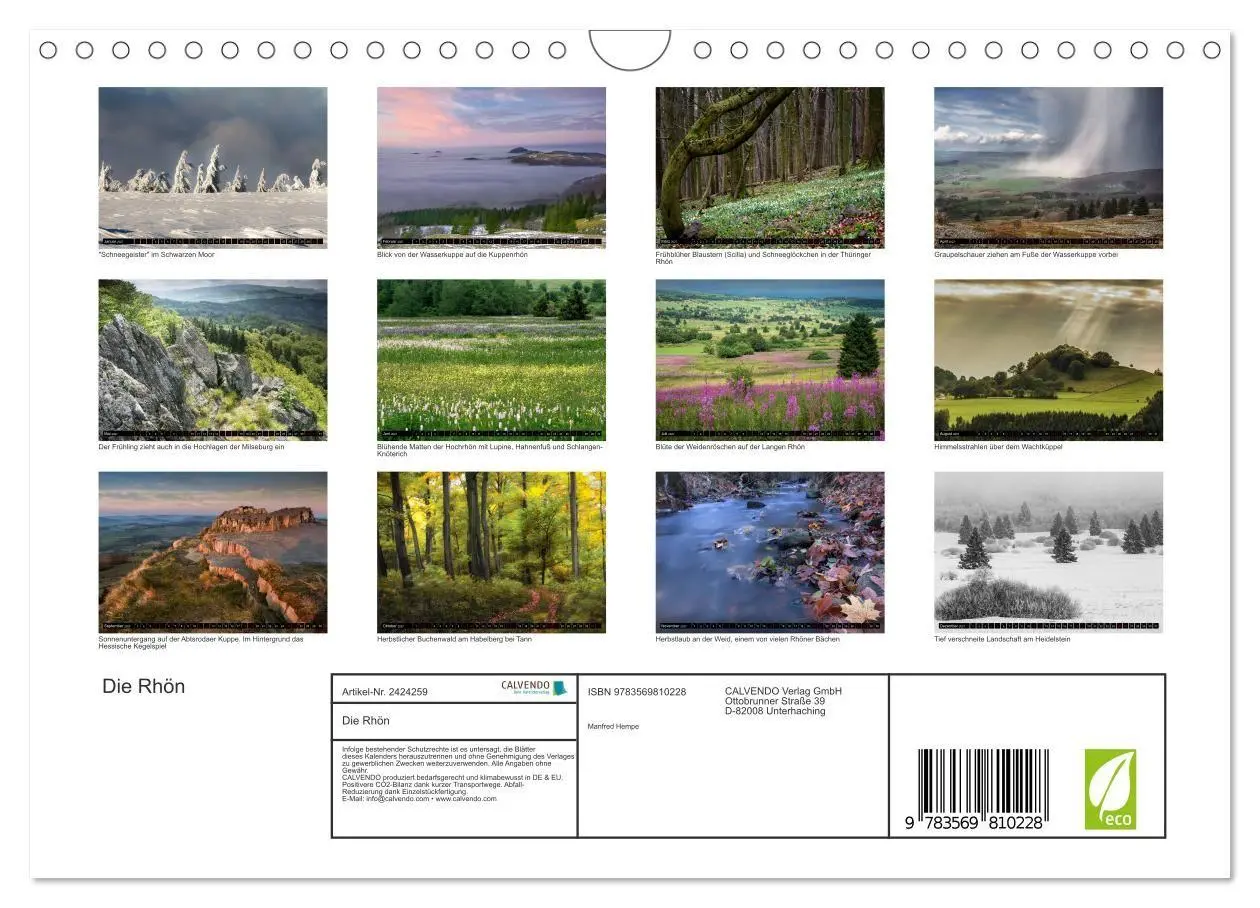 Bild: 9783569810228 | Die Rhön (Wandkalender 2027 DIN A4 quer), CALVENDO Monatskalender