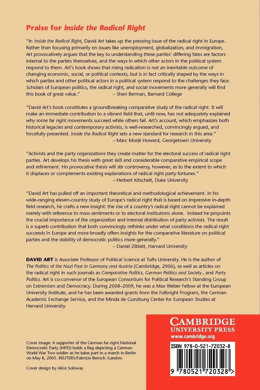 Rückseite: 9780521720328 | Inside the Radical Right | David Art | Taschenbuch | Englisch | 2011