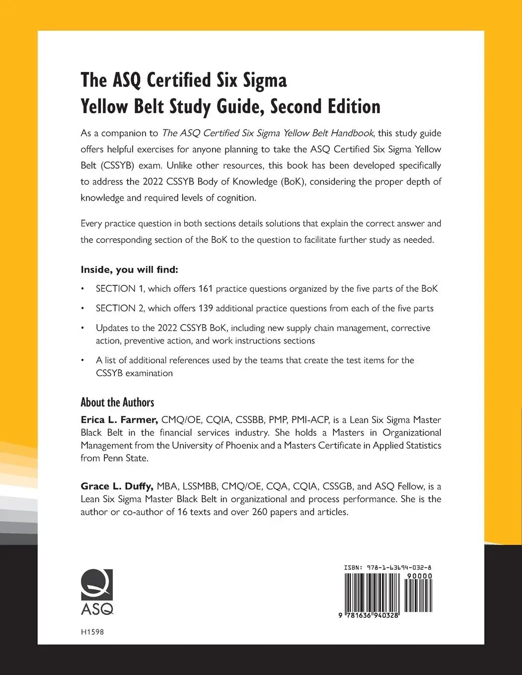 Rückseite: 9781636940328 | The ASQ Certified Six Sigma Yellow Belt Study Guide | Farmer (u. a.)