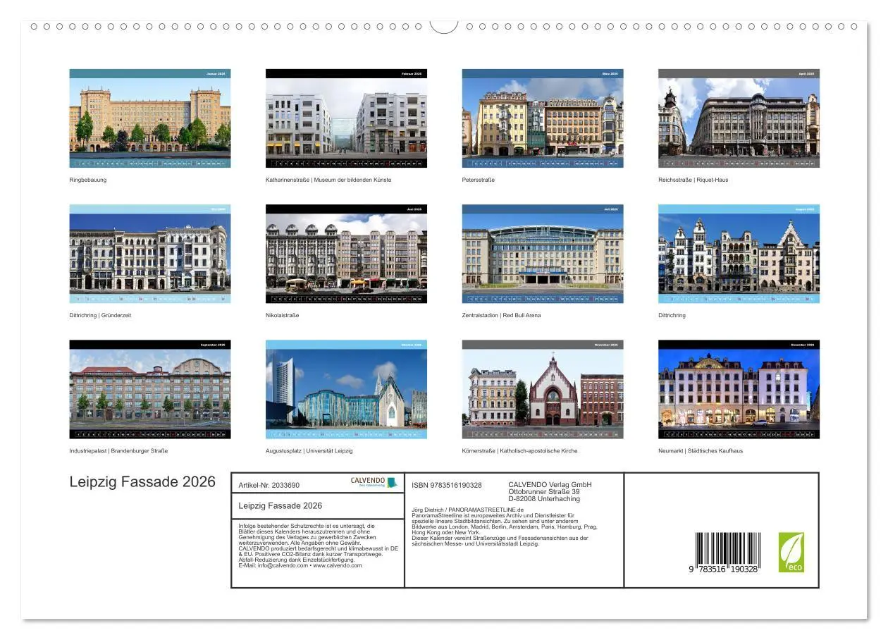 Bild: 9783516190328 | Leipzig Fassade 2026 (Wandkalender 2026 DIN A2 quer), CALVENDO...