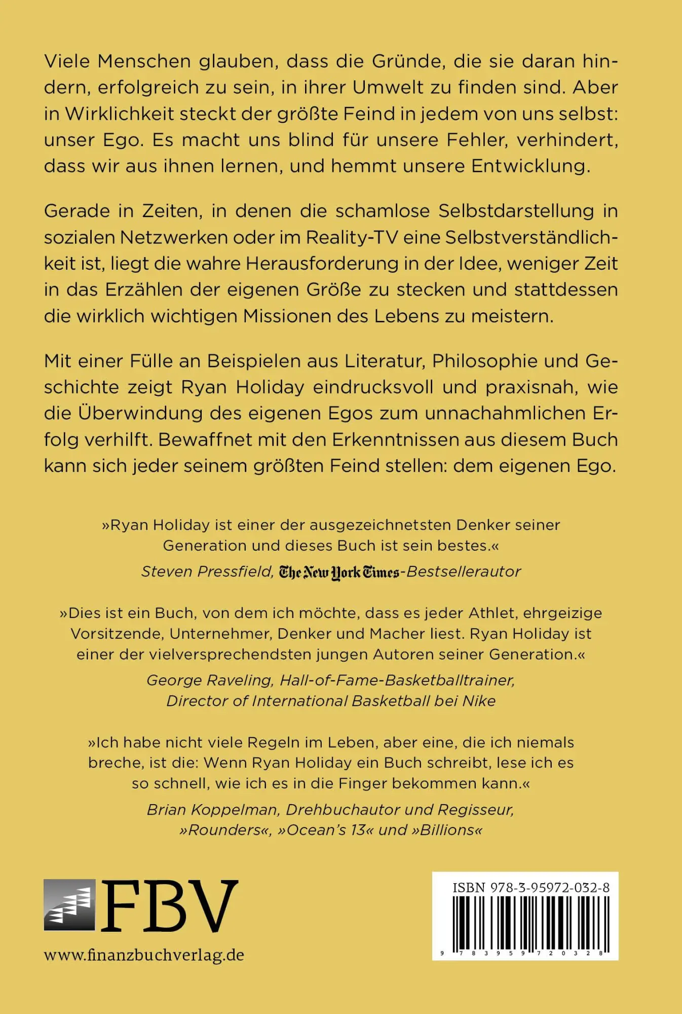 Rückseite: 9783959720328 | Dein Ego ist dein Feind | So besiegst du deinen größten Gegner | Buch