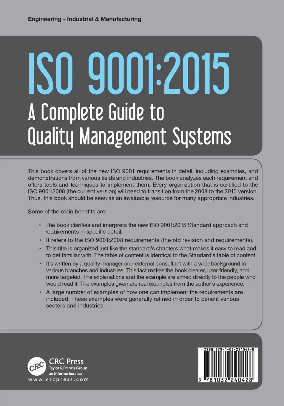 Rückseite: 9781032240428 | ISO 9001 | 2015 - A Complete Guide to Quality Management Systems