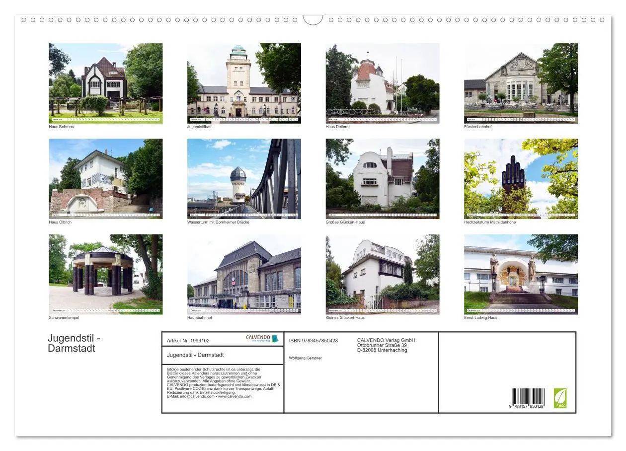 Bild: 9783457850428 | Jugendstil - Darmstadt (Wandkalender 2026 DIN A2 quer), CALVENDO...
