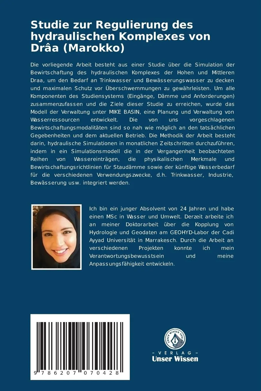 Rückseite: 9786207070428 | Studie zur Regulierung des hydraulischen Komplexes von Drâa (Marokko)