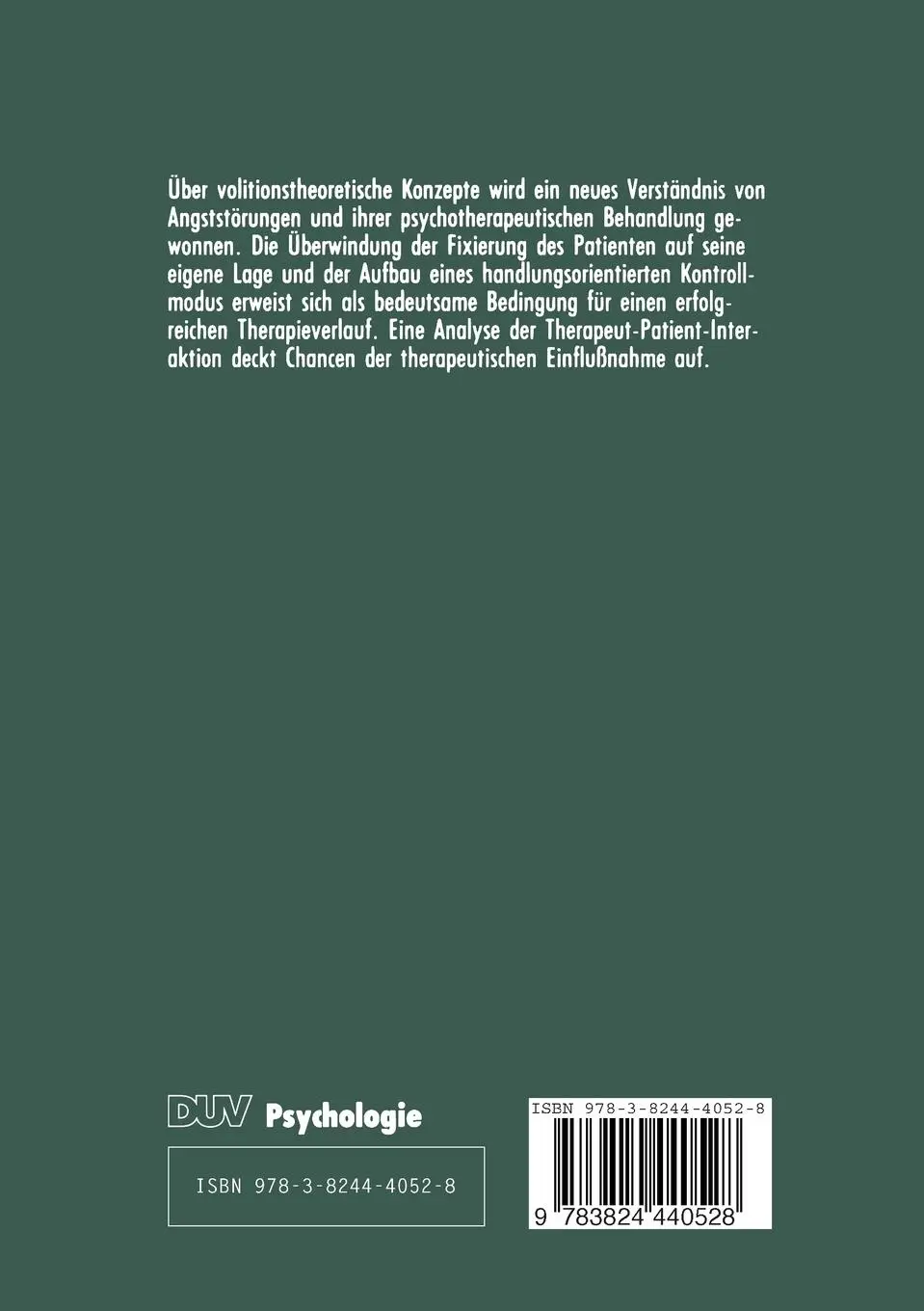 Rückseite: 9783824440528 | Psychotherapie phobischer Störungen | Johanna Hartung | Taschenbuch