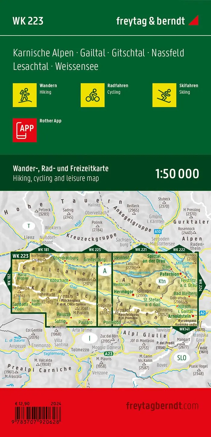 Rückseite: 9783707920628 | freytag &amp; berndt Wanderkarte WK 223 Karnische Alpen, Gailtal -...