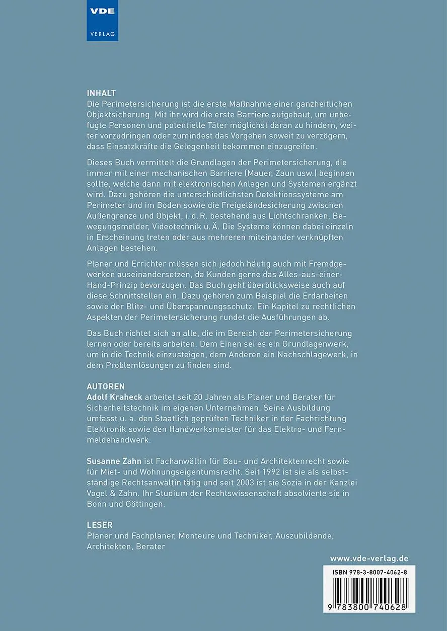 Rückseite: 9783800740628 | Grundlagen der Perimetersicherung | Adolf Kraheck (u. a.) | Buch Rückseite: 9783800740628 | Grundlagen der Perimetersicherung | Adolf Kraheck (u. a.) | Buch