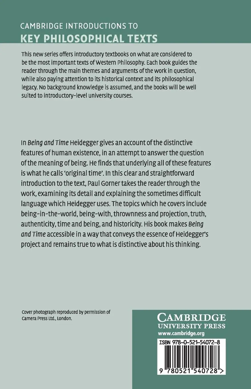 Rückseite: 9780521540728 | Heidegger Being and Time | Paul Gorner | Taschenbuch | Englisch | 2018