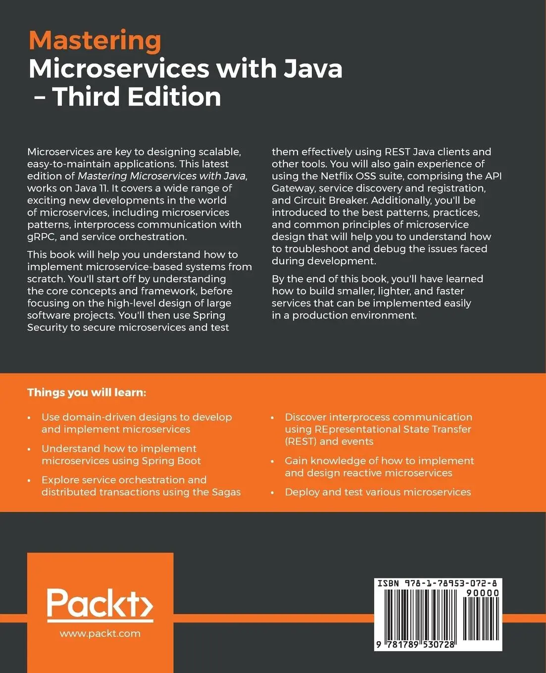Rückseite: 9781789530728 | Mastering Microservices with Java - Third Edition | Sourabh Sharma