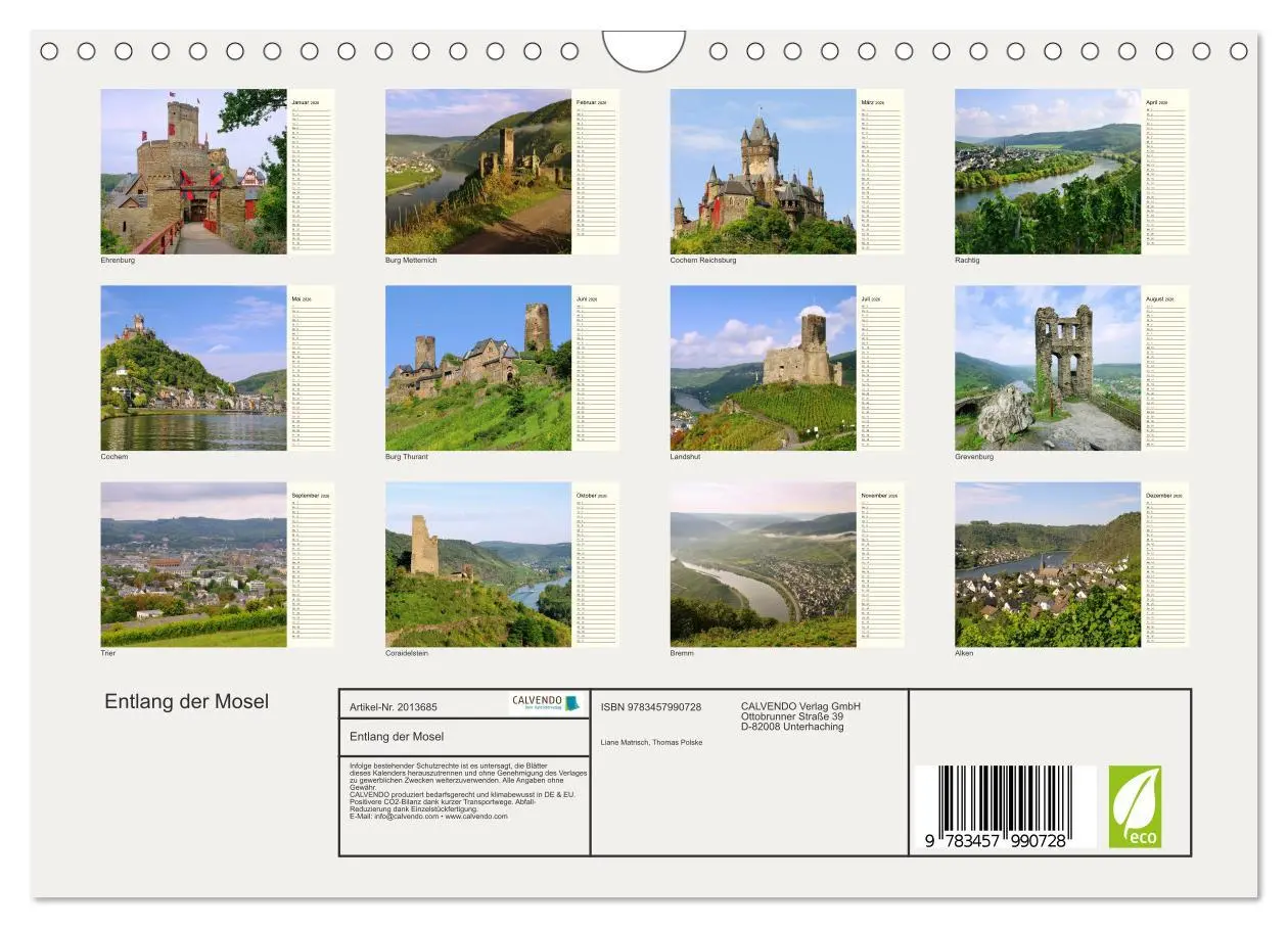 Bild: 9783457990728 | Entlang der Mosel (Wandkalender 2026 DIN A4 quer), CALVENDO...