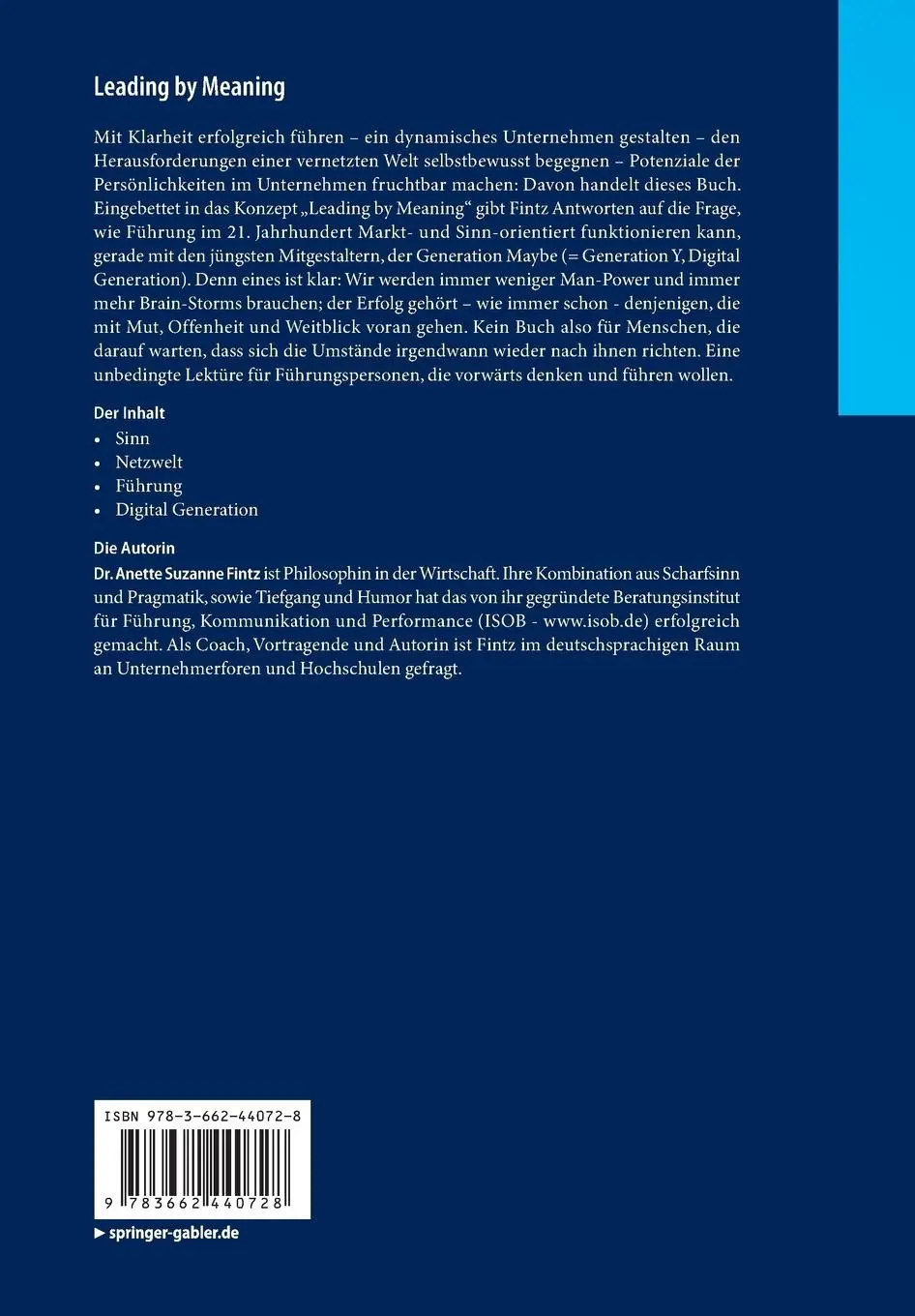 Rückseite: 9783662440728 | Leading by Meaning | Die Generation Maybe Sinn-orientiert führen