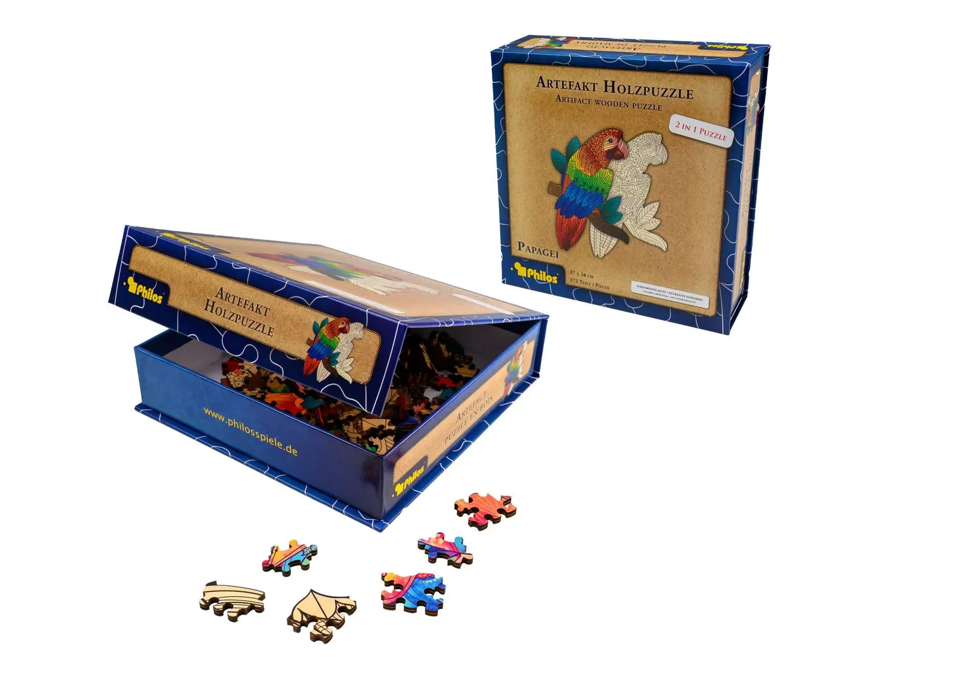 Cover: 4014156090828 | Philos 9082 - Artefakt Holzpuzzle 2in1 Papagei | Puzzle | Deutsch