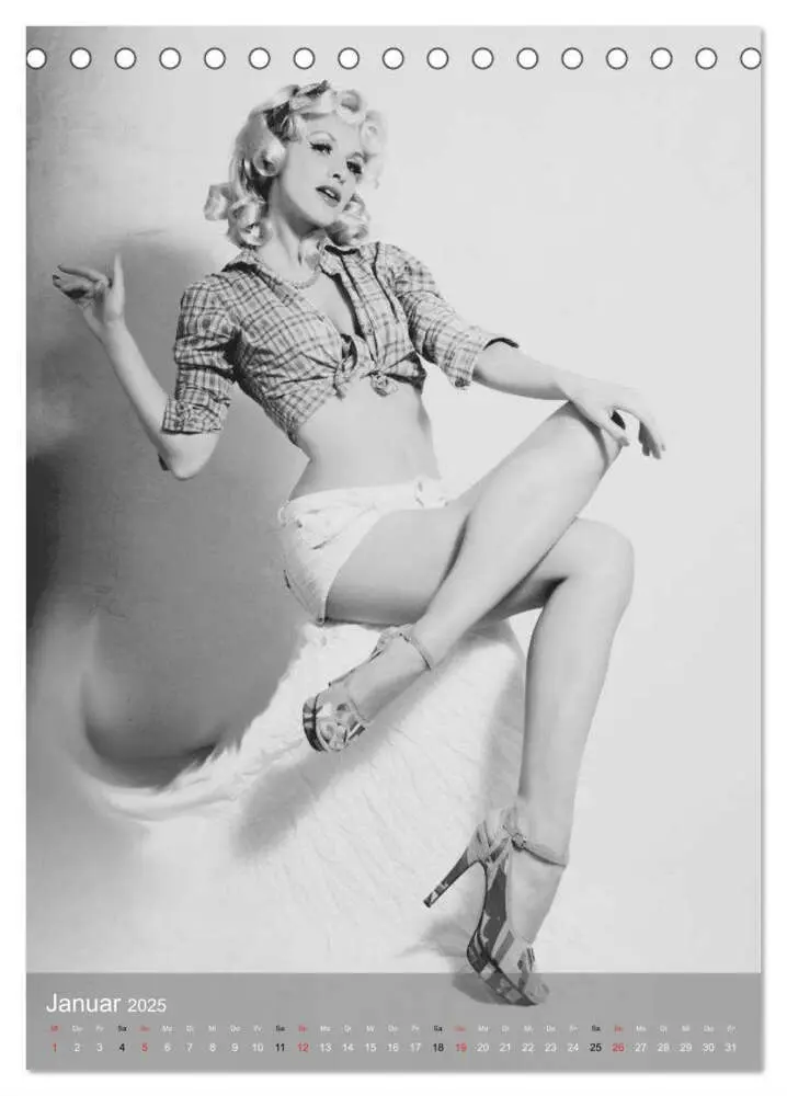 Bild: 9783457050828 | Sexy Pin-up Girls in schwarz-weiß (Tischkalender 2025 DIN A5 hoch),...