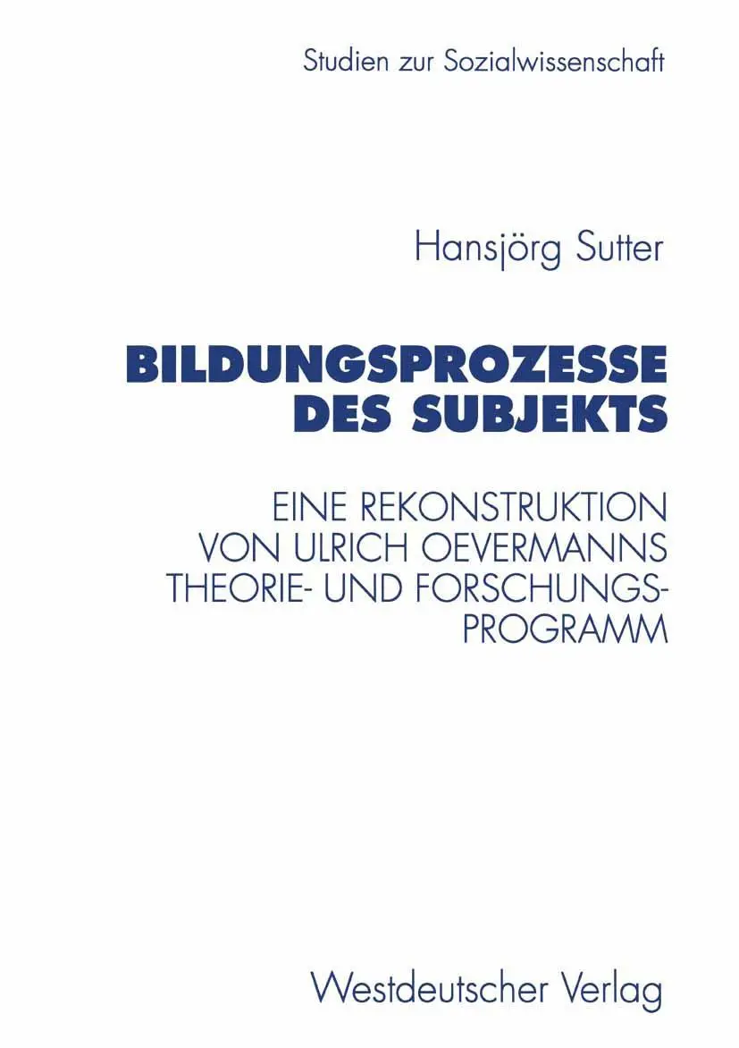 Cover: 9783531130828 | Bildungsprozesse des Subjekts | Hansjörg Sutter | Taschenbuch | 229 S.