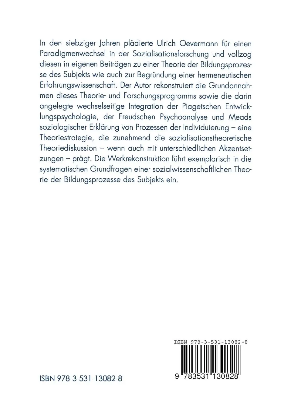 Rückseite: 9783531130828 | Bildungsprozesse des Subjekts | Hansjörg Sutter | Taschenbuch | 229 S.