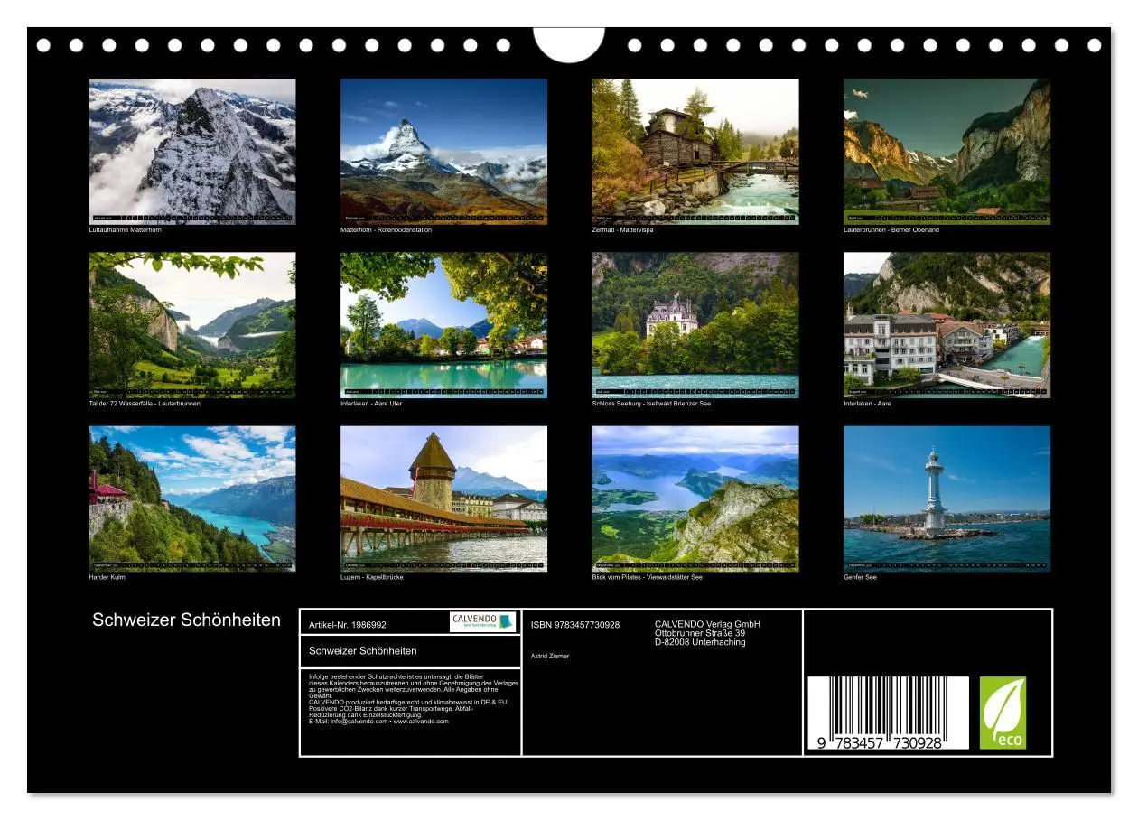 Bild: 9783457730928 | Schweizer Schönheiten (Wandkalender 2026 DIN A4 quer), CALVENDO...