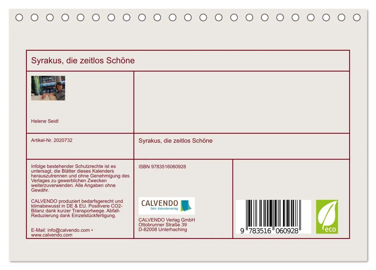 Bild: 9783516060928 | Syrakus, die zeitlos Schöne (Tischkalender 2026 DIN A5 quer),...