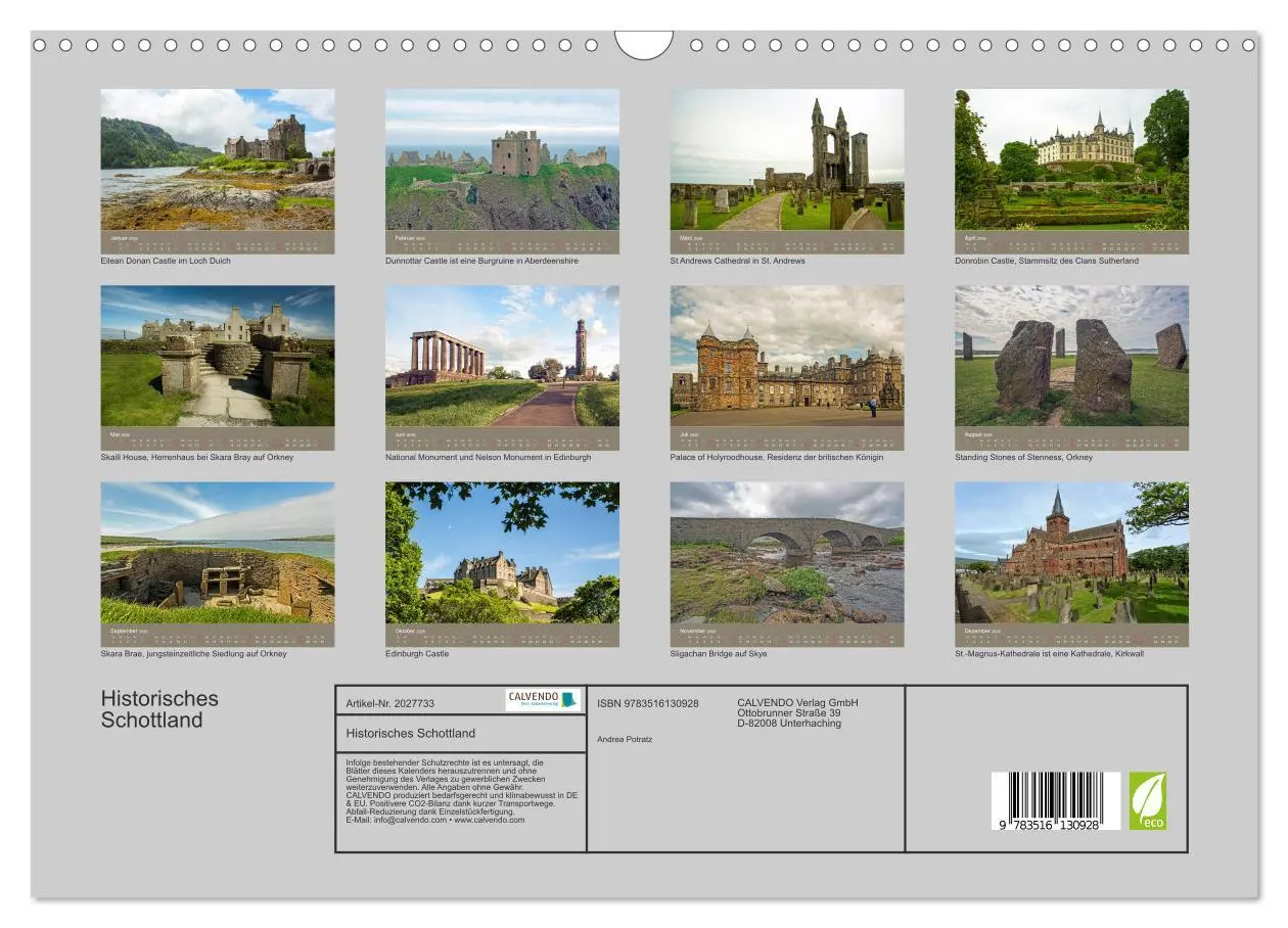 Bild: 9783516130928 | Historisches Schottland (Wandkalender 2026 DIN A3 quer), CALVENDO...