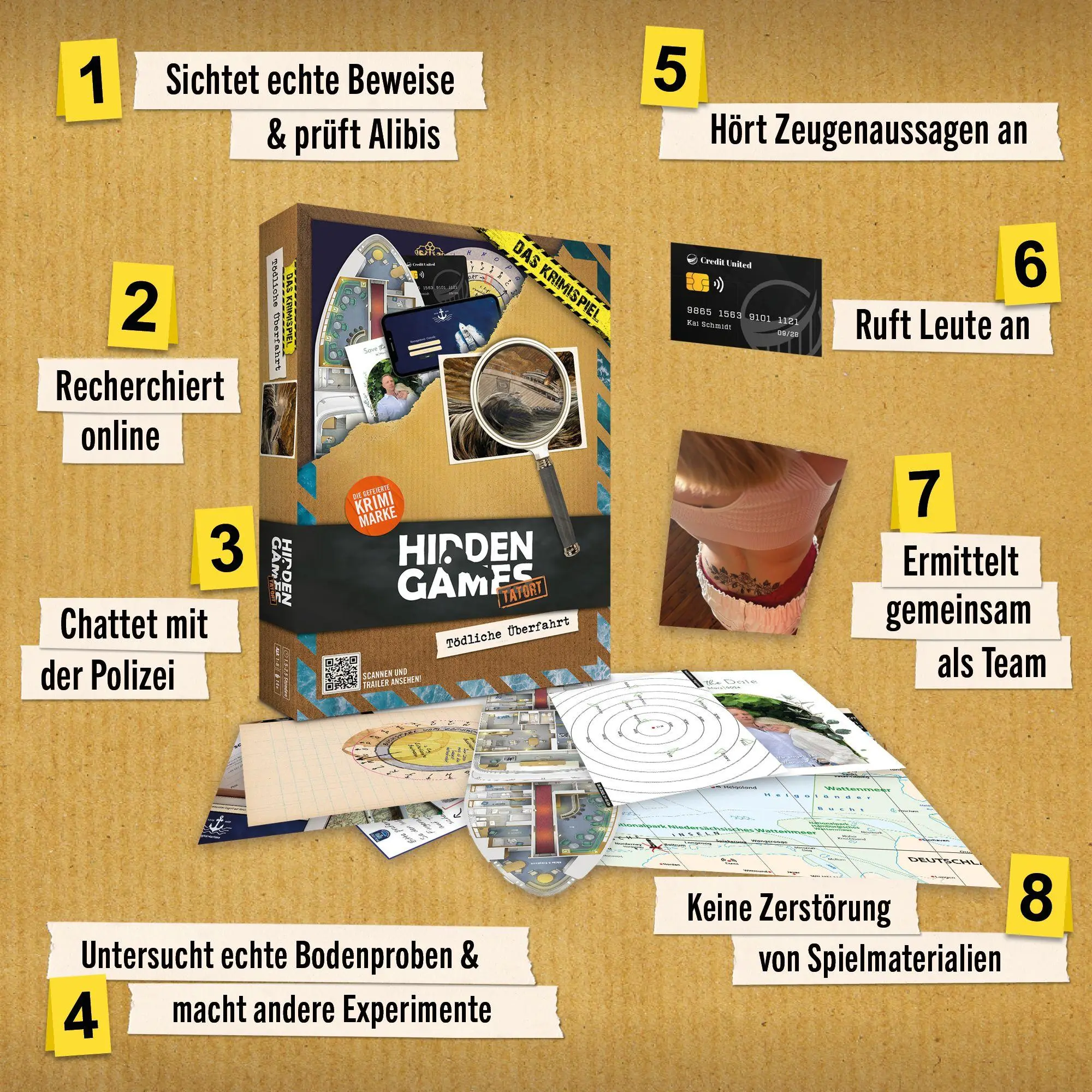 Bild: 4260686491028 | Hidden Games Tatort: Tödliche Überfahrt | Spiel | 32 S. | HID00014