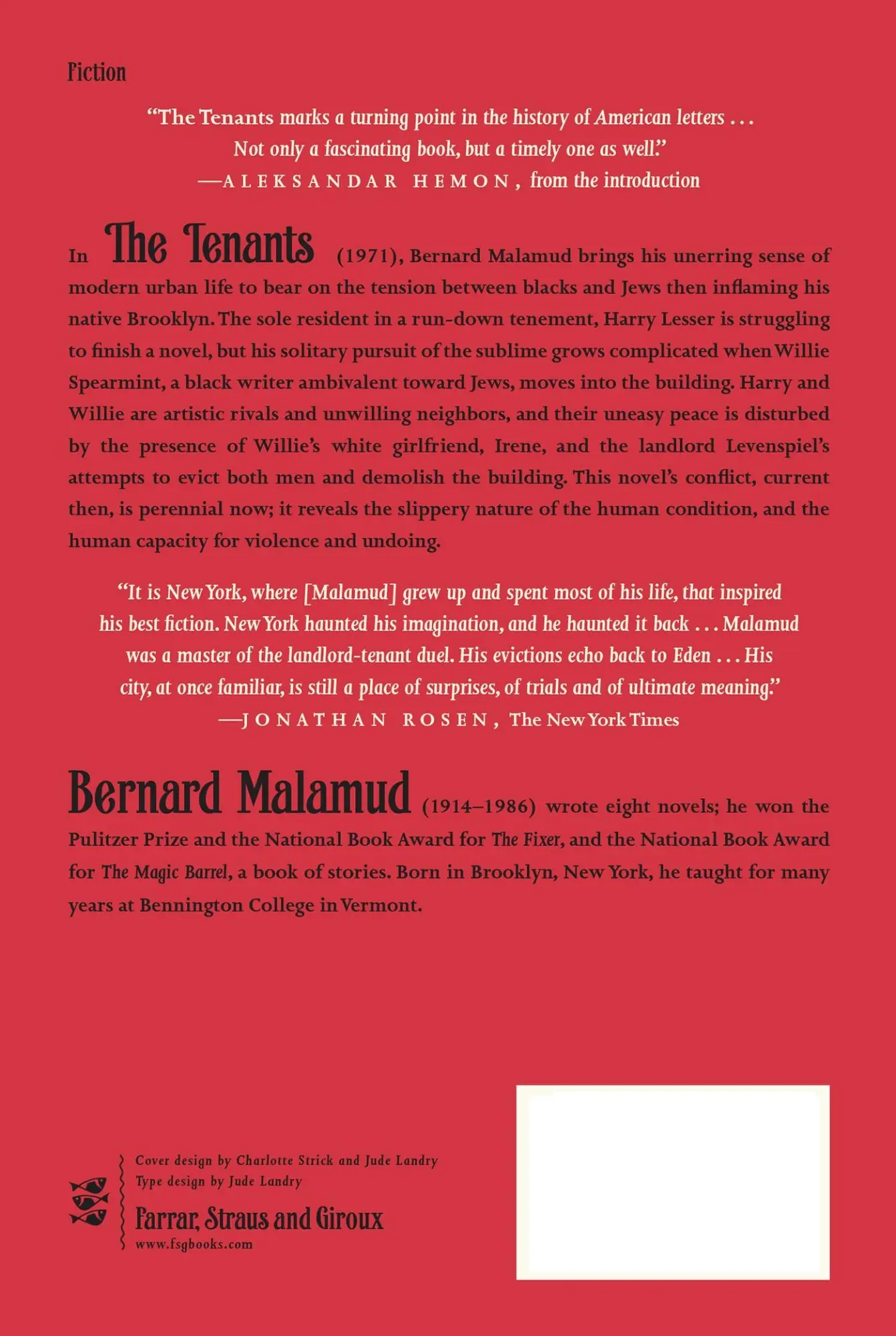 Rückseite: 9780374521028 | Tenants | Bernard Malamud | Taschenbuch | Kartoniert / Broschiert