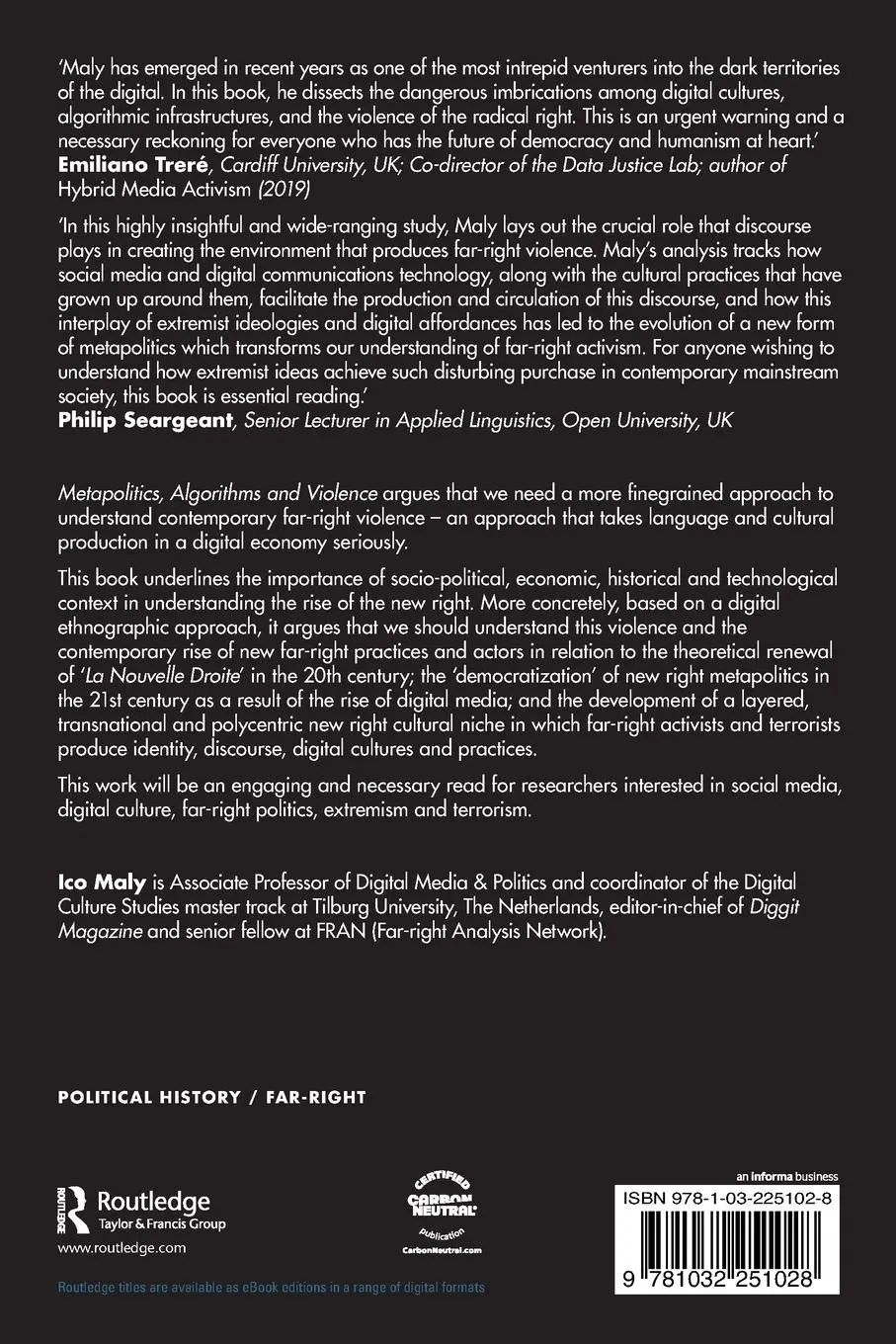 Rückseite: 9781032251028 | Metapolitics, Algorithms and Violence | Ico Maly | Taschenbuch | 2023