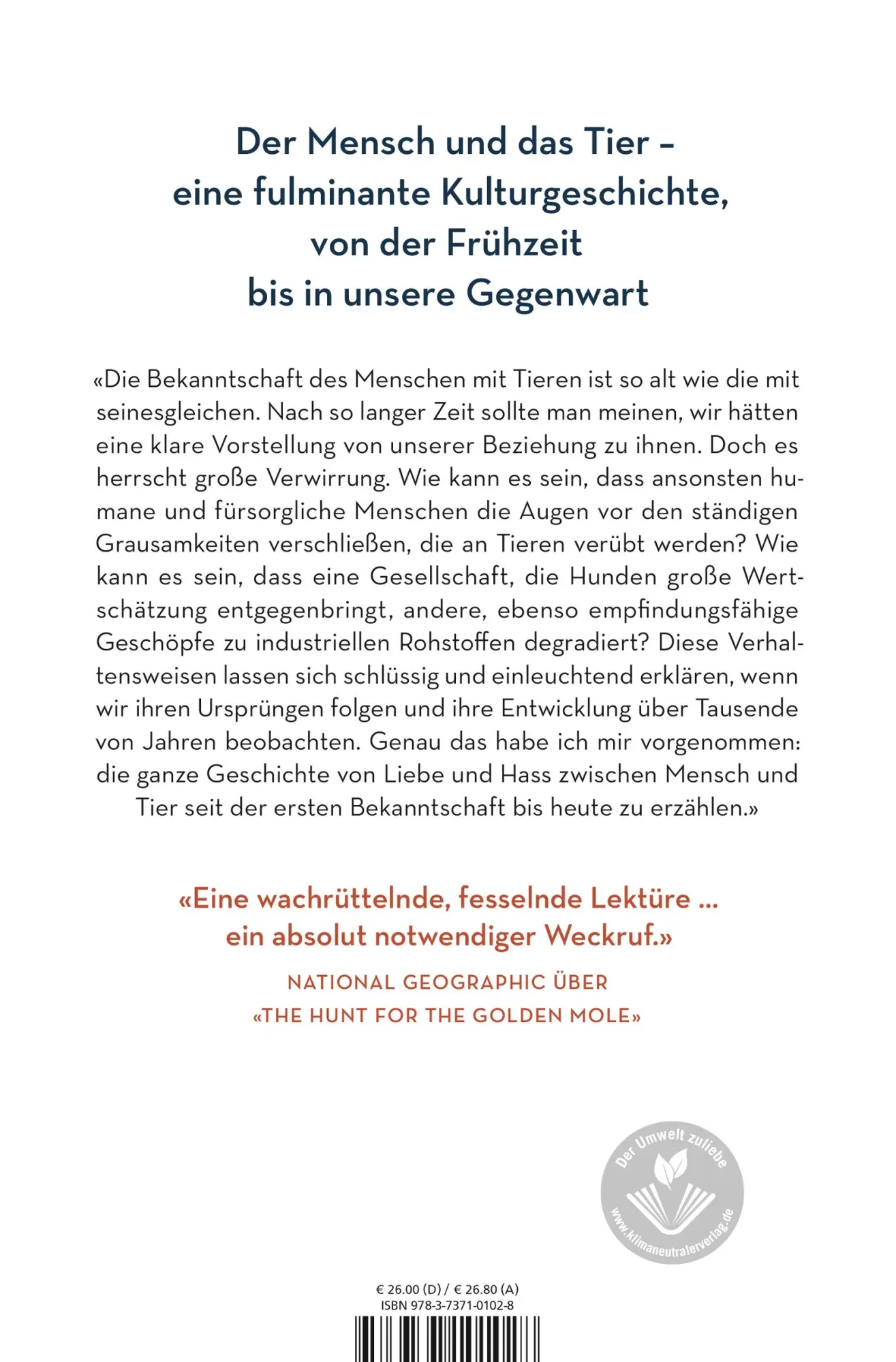 Rückseite: 9783737101028 | Der Mensch und das Biest | Richard Girling | Buch | 512 S. | Deutsch