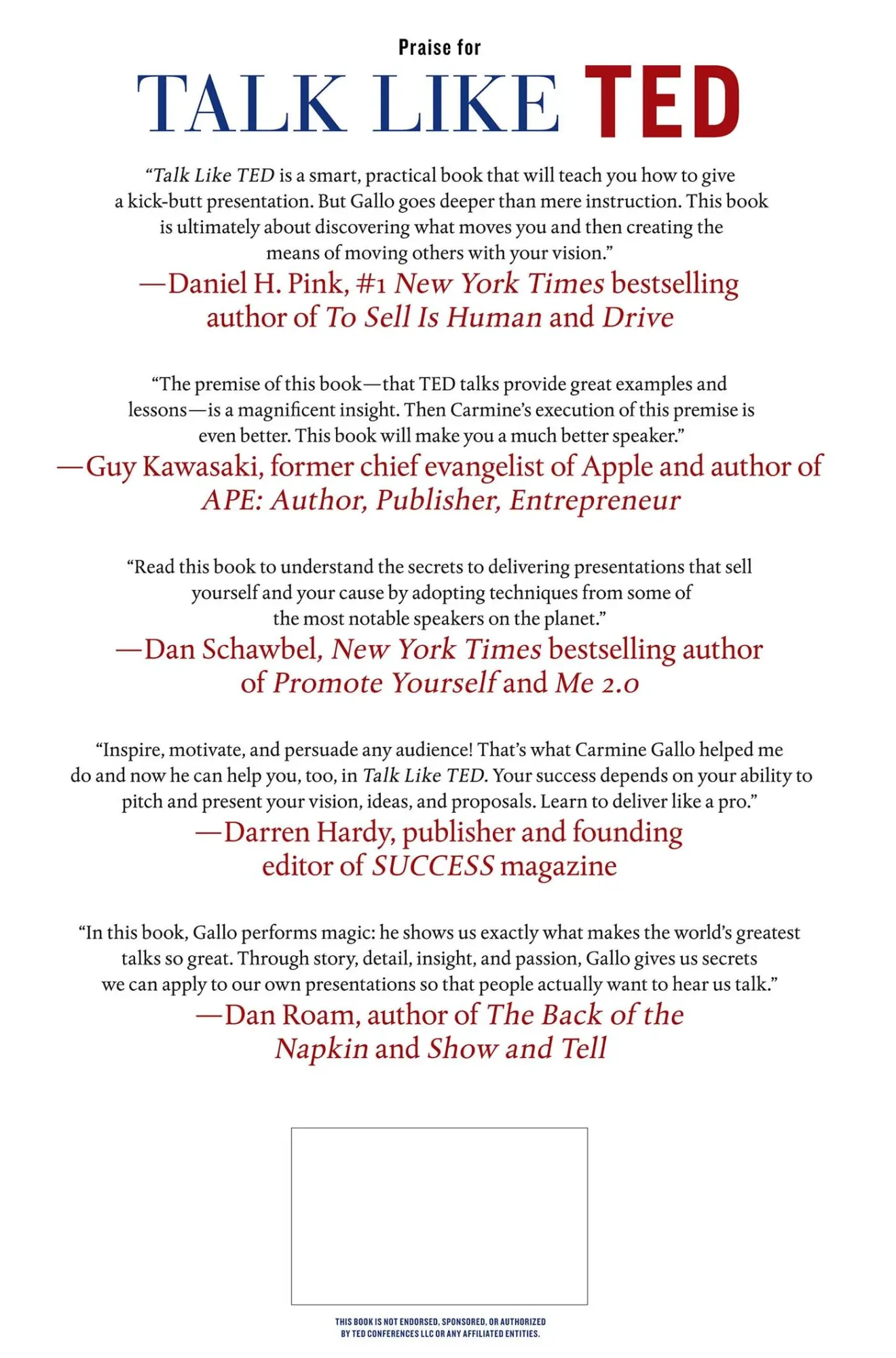 Rückseite: 9781250041128 | Talk Like Ted | The 9 Public-Speaking Secrets of the World's Top Minds