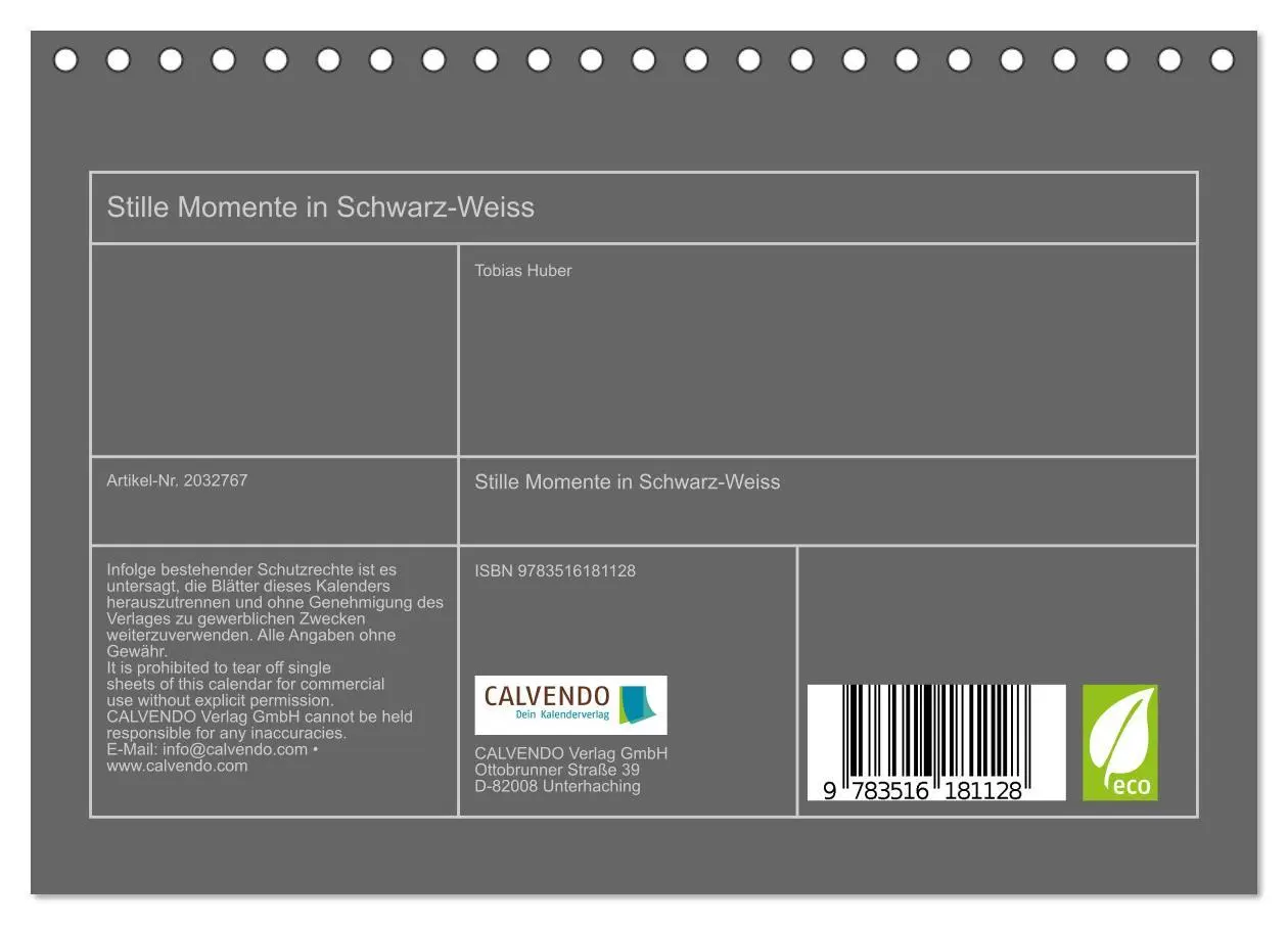 Bild: 9783516181128 | Stille Momente in Schwarz-Weiss (Tischkalender 2026 DIN A5 quer),...