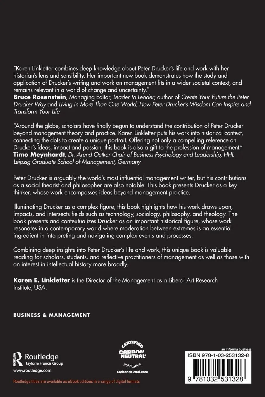 Rückseite: 9781032531328 | Peter Drucker and Management | Karen E. Linkletter | Taschenbuch