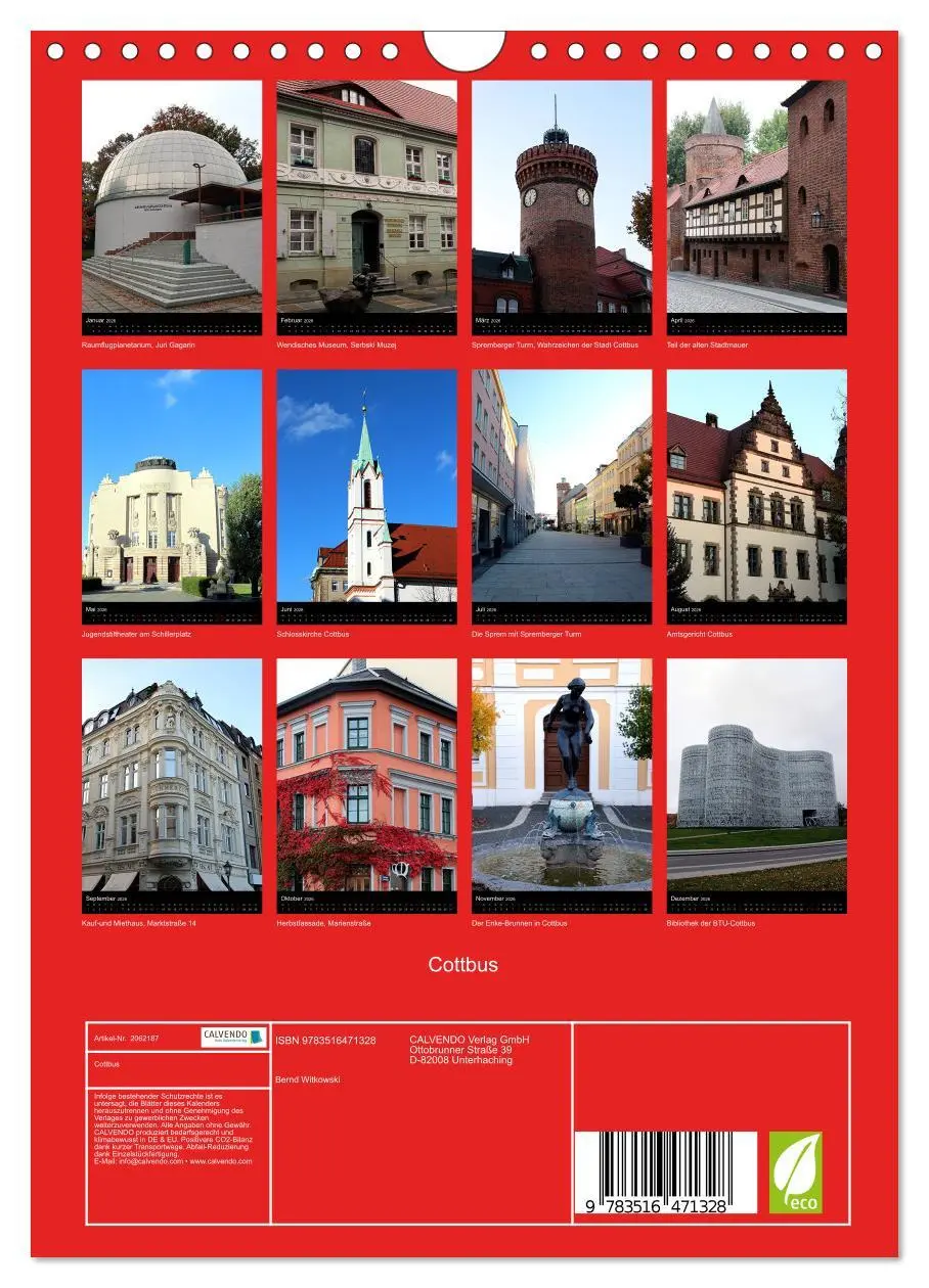 Bild: 9783516471328 | Cottbus (Wandkalender 2026 DIN A4 hoch), CALVENDO Monatskalender