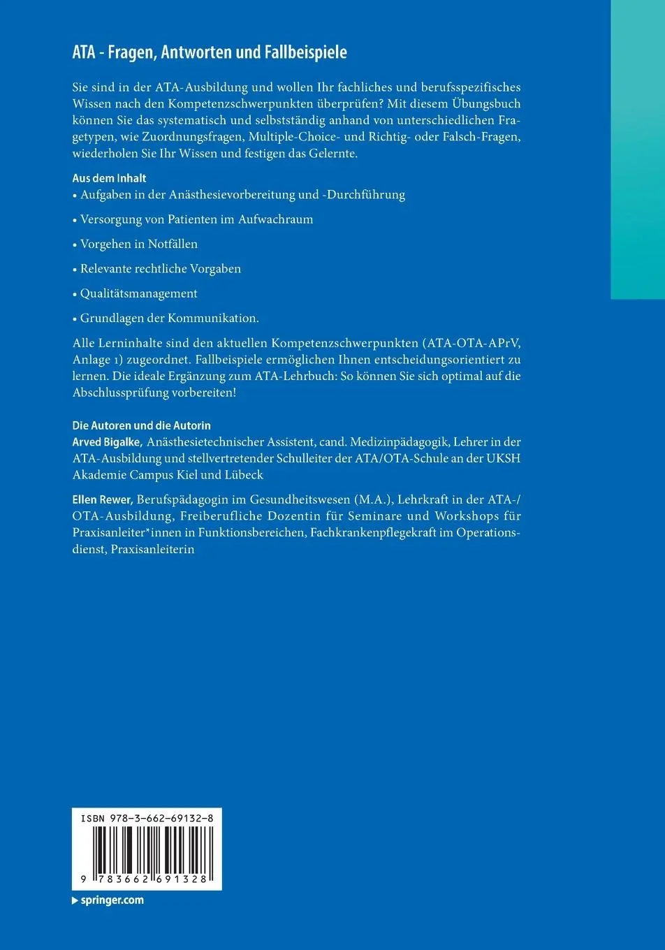 Rückseite: 9783662691328 | ATA - Fragen, Antworten und Fallbeispiele | Ellen Rewer (u. a.) | Buch
