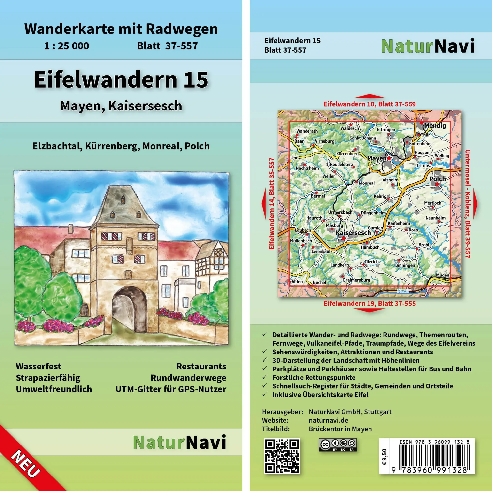 Cover: 9783960991328 | Eifelwandern 15 - Mayen, Kaisersesch 1 : 25 000 | NaturNavi | 2 S.
