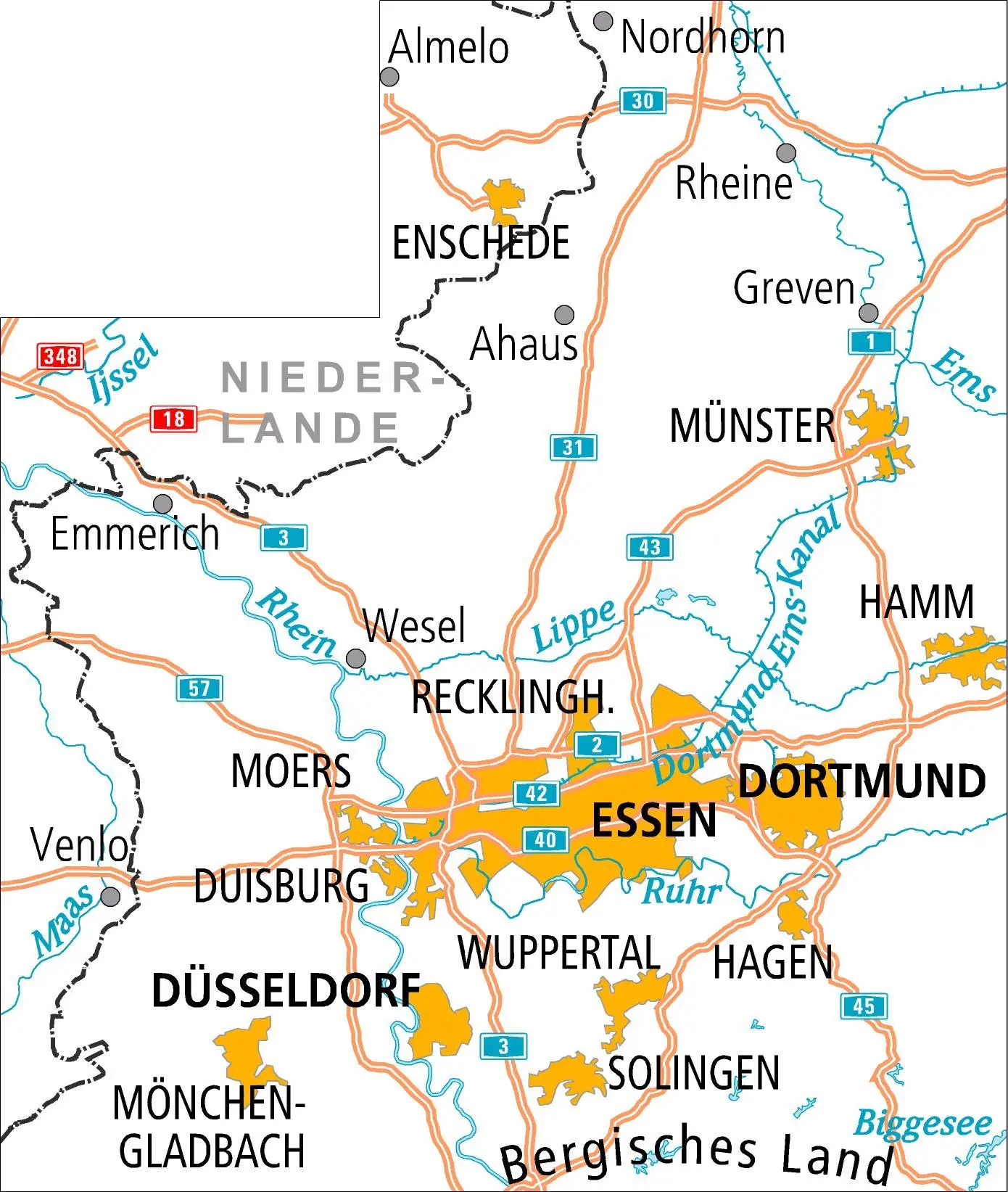 Rückseite: 9783969901328 | ADFC-Radtourenkarte 10 Münsterland Niederrhein 1:150.000, reiß- und...