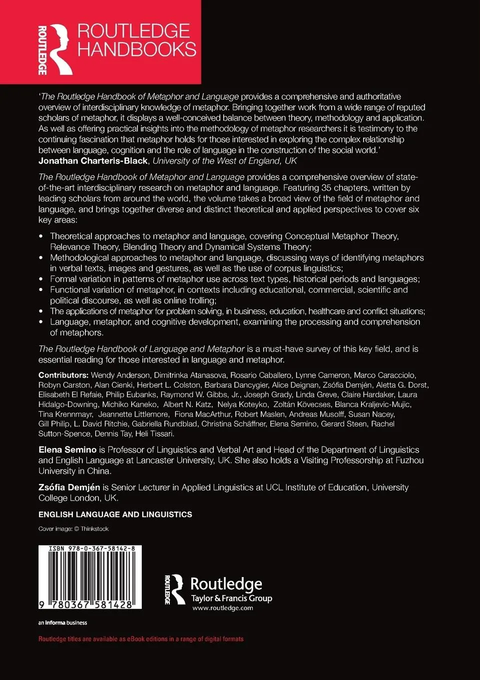 Rückseite: 9780367581428 | The Routledge Handbook of Metaphor and Language | Elena Semino (u. a.)