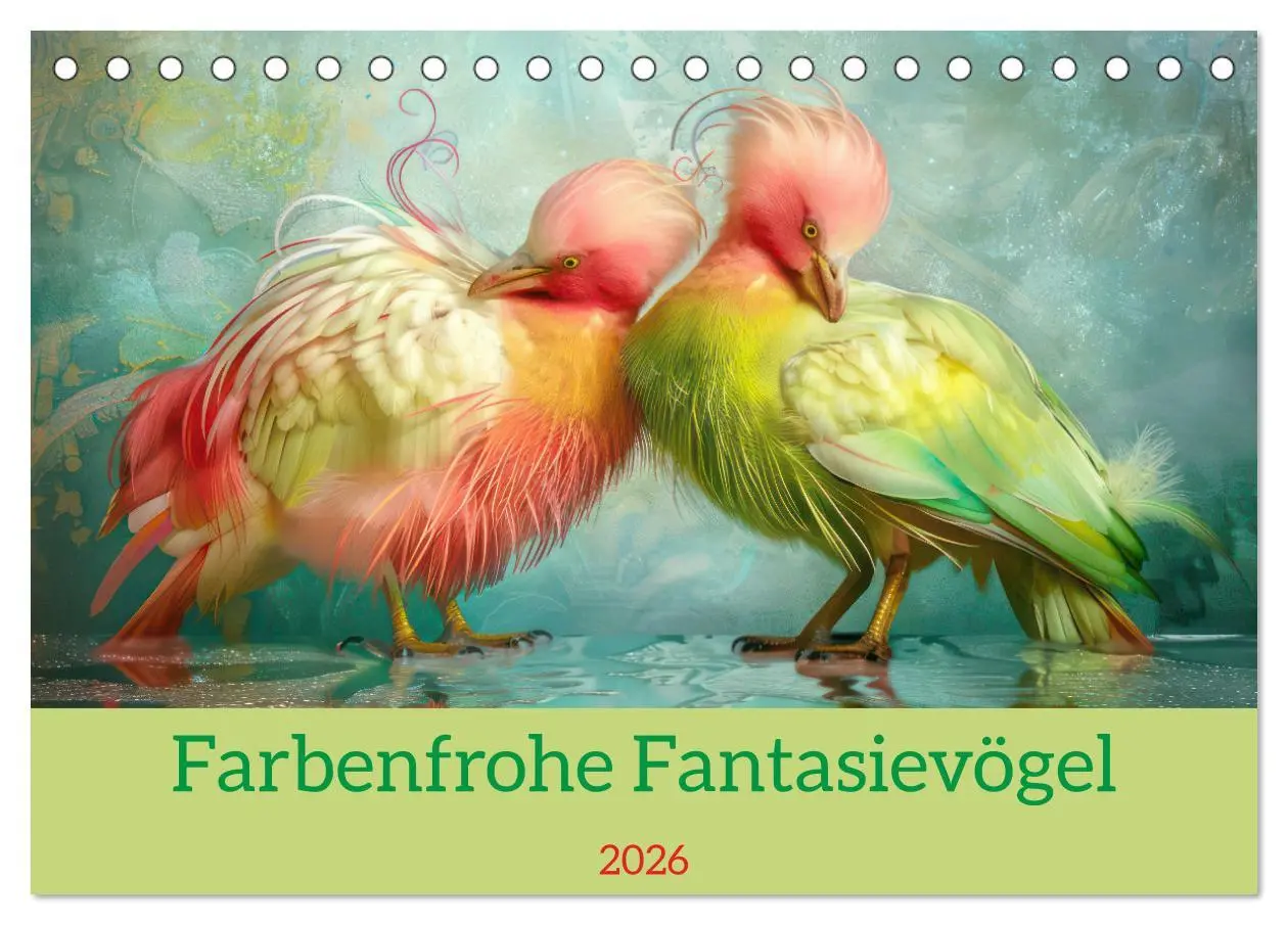 Cover: 9783457371428 | Farbenfrohe Fantasievögel (Tischkalender 2026 DIN A5 quer),...