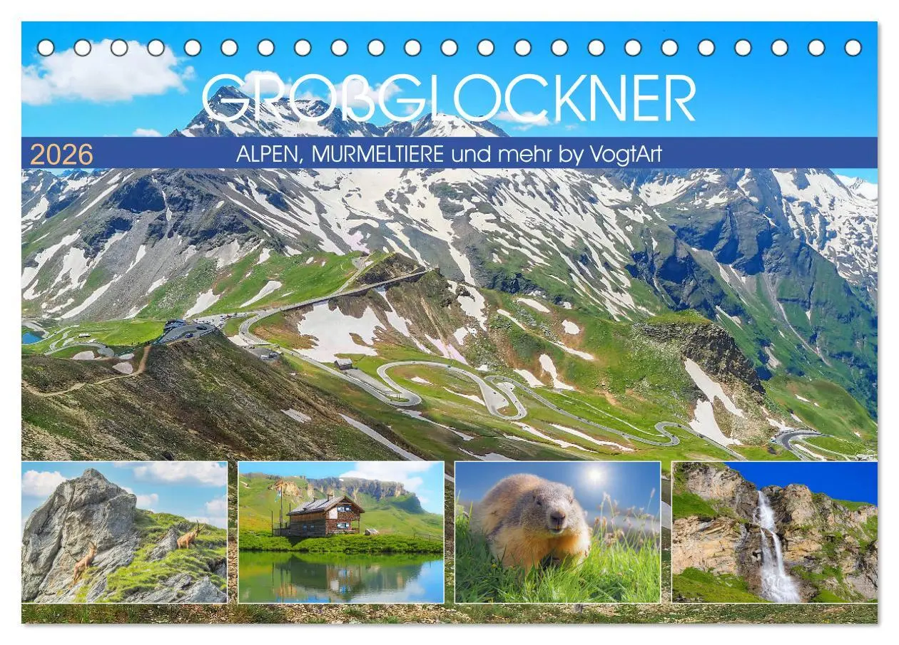 Cover: 9783457681428 | Großglockner, Alpen, Murmeltiere &amp; mehr by VogtArt (Tischkalender...