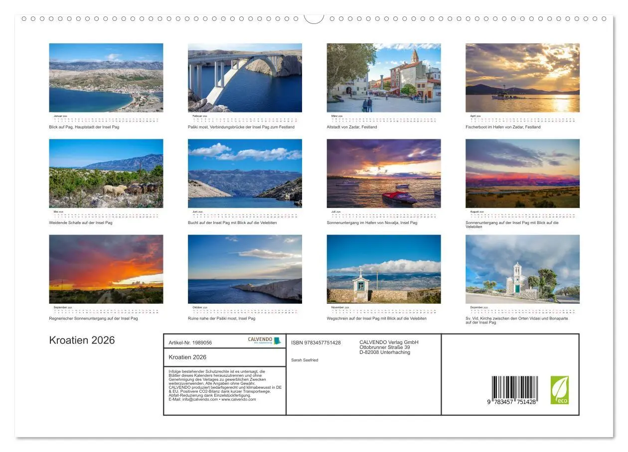 Bild: 9783457751428 | Kroatien 2026 (hochwertiger Premium Wandkalender 2026 DIN A2 quer),...
