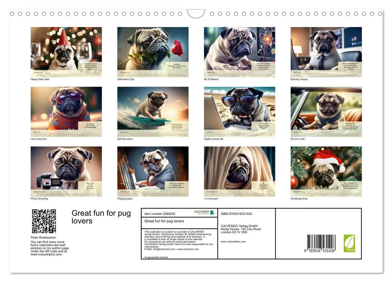 Bild: 9783516531428 | Great fun for pug lovers (Wall Calendar 2026 DIN A3 landscape),...
