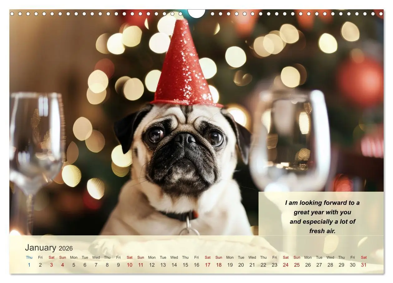 Bild: 9783516531428 | Great fun for pug lovers (Wall Calendar 2026 DIN A3 landscape),...