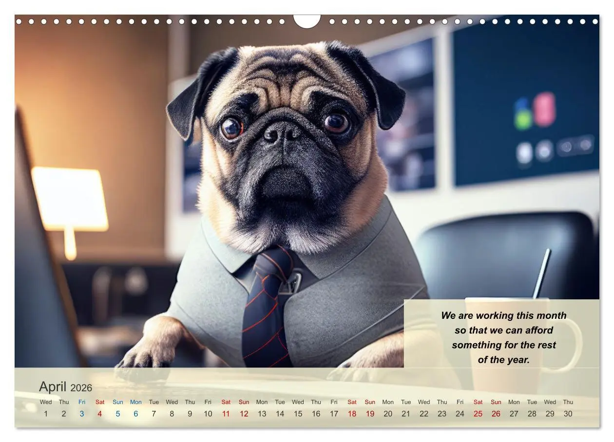 Bild: 9783516531428 | Great fun for pug lovers (Wall Calendar 2026 DIN A3 landscape),...