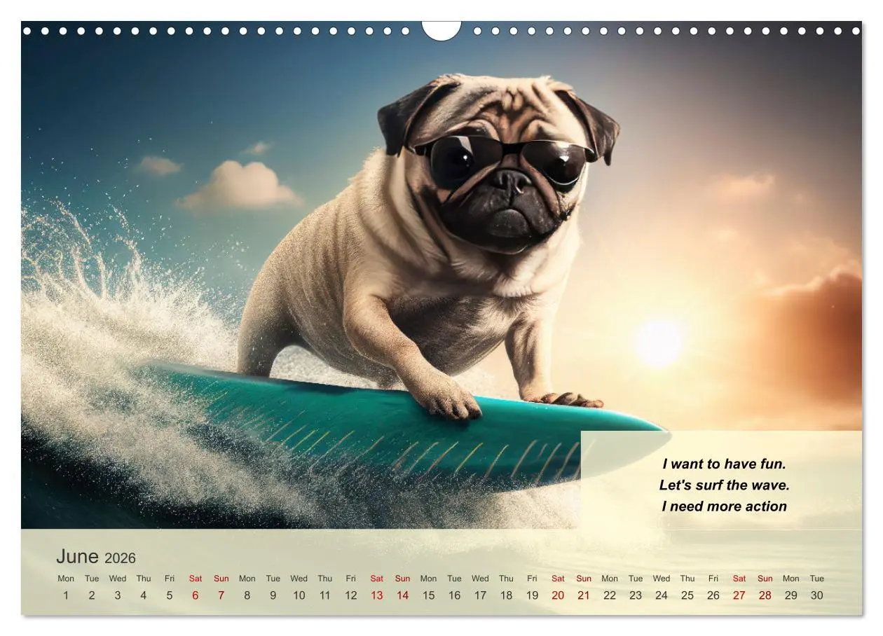 Bild: 9783516531428 | Great fun for pug lovers (Wall Calendar 2026 DIN A3 landscape),...