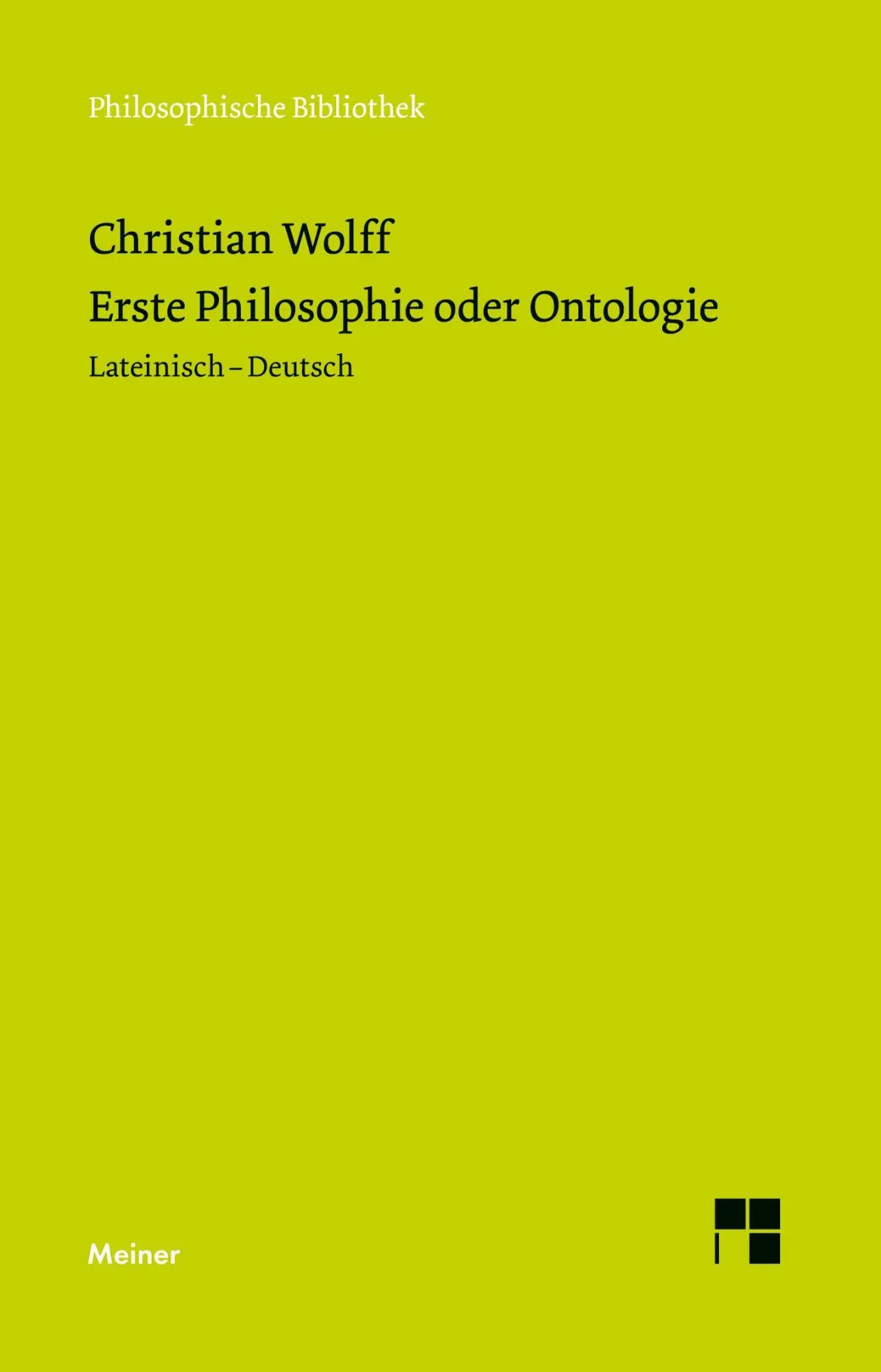 Cover: 9783787351428 | Erste Philosophie oder Ontologie | Christian Wolff | Taschenbuch