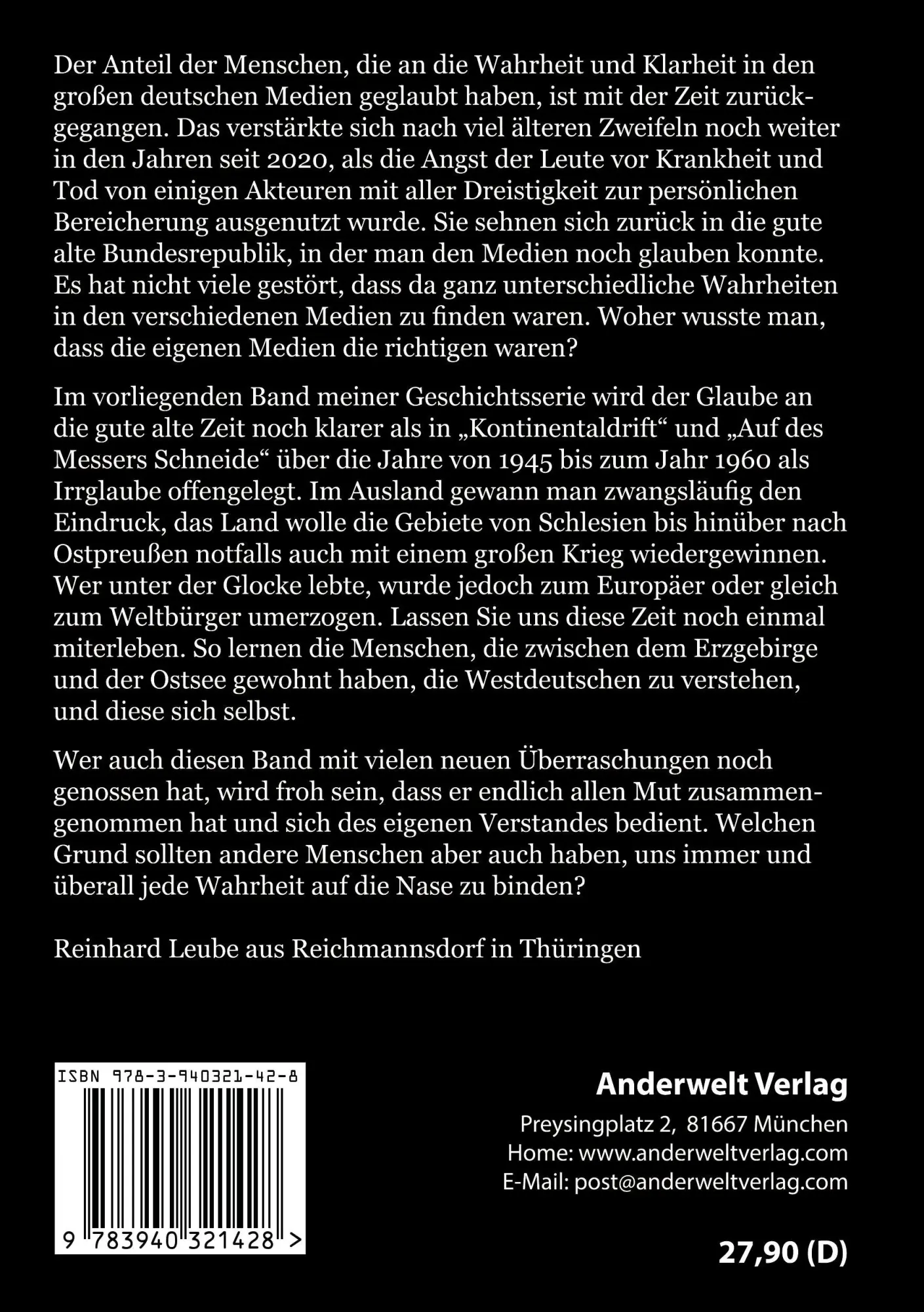 Rückseite: 9783940321428 | Ein Komet am Himmel | Deutschland von 1961 bis 1969 | Reinhard Leube