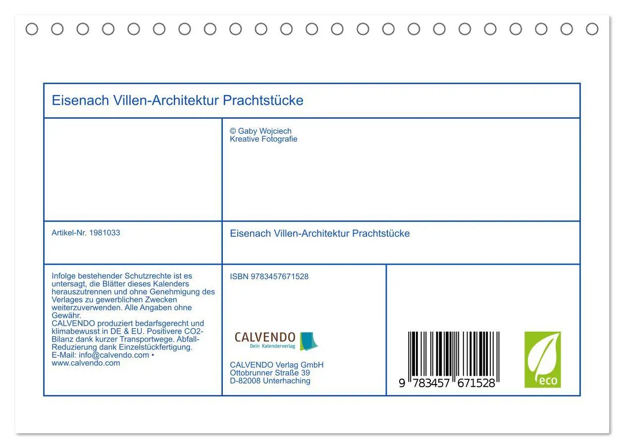 Bild: 9783457671528 | Eisenach Villen-Architektur Prachtstücke (Tischkalender 2026 DIN A5...