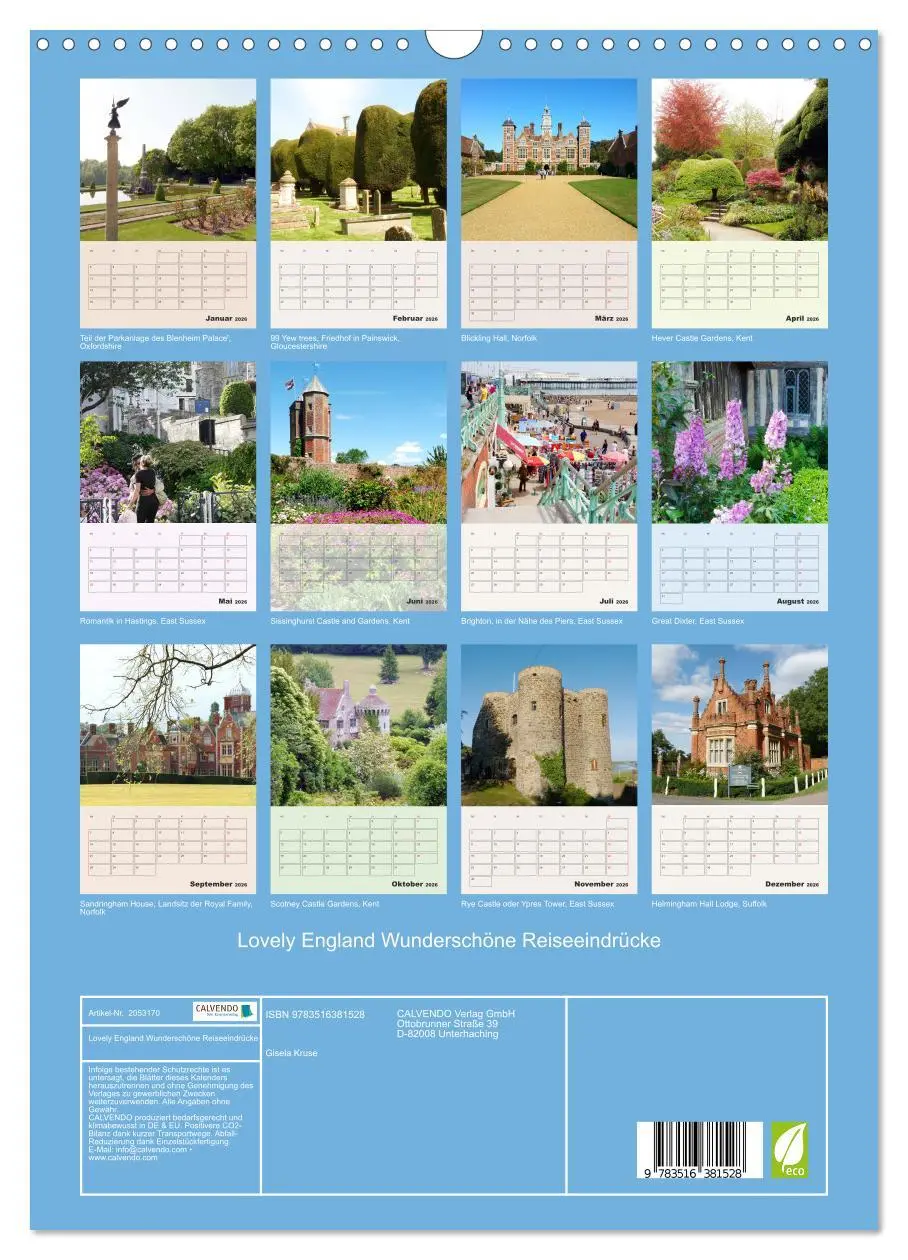 Bild: 9783516381528 | Lovely England Wunderschöne Reiseeindrücke (Wandkalender 2026 DIN...