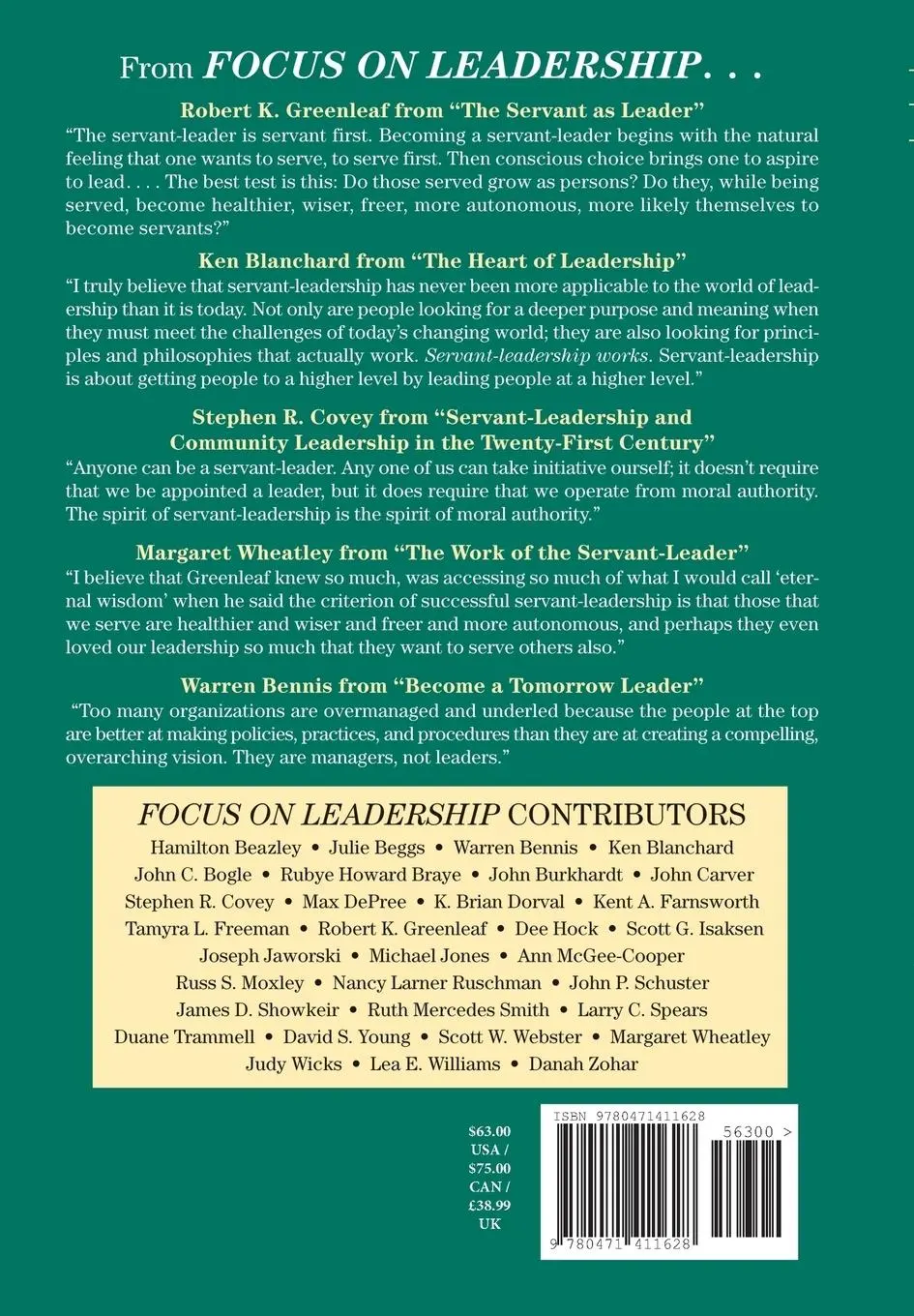 Cover: 9780471411628 | Focus on Leadership | Servant-Leadership for the 21st Century | Buch